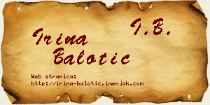 Irina Balotić vizit kartica